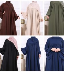 BLACK FLARED ABAYA WITH BALLON SLEEVES