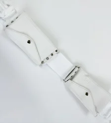 Ihram Belt for Hajj and Umrah - White Leather with Adjustable Buckle
